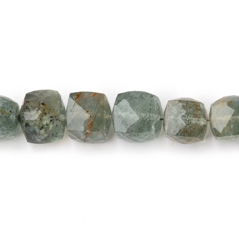 Moss Aquamarine Faceted Cube Beads, 7.5–9mm, 8.75-Inch Strand
