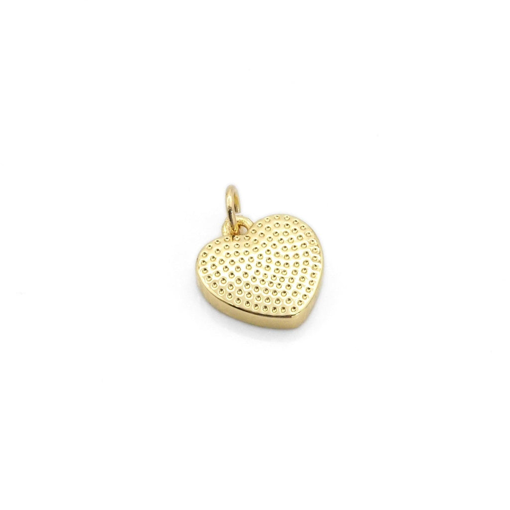 CZ Pearl Heart Charm - Gold/Silver/Rose Gold/Black 10mm Pendant