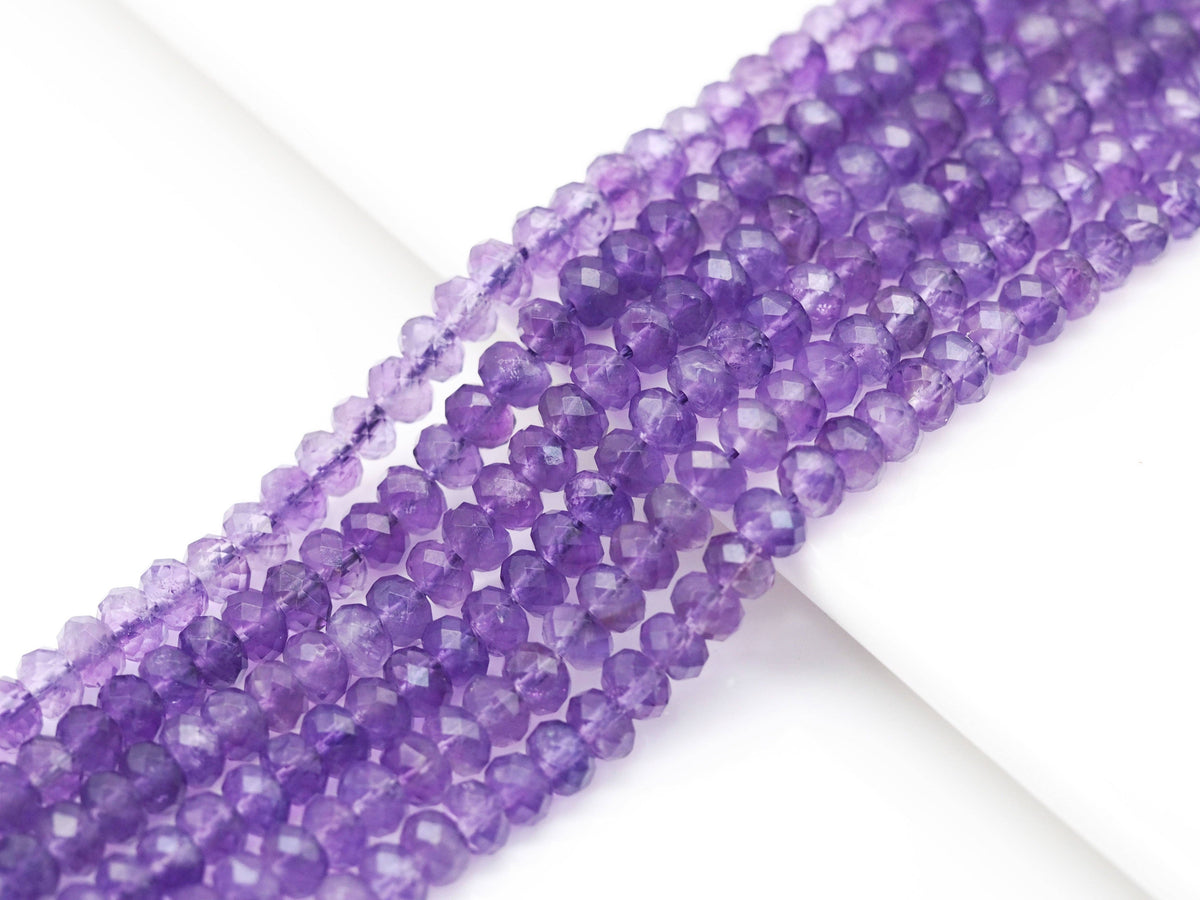 Amethyst Faceted Rondelle Beads, 4x6–6x10mm, 15–16-Inch Strand
