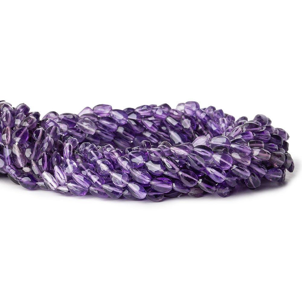 7x5mm Amethyst Straight Drill Faceted Pear Beads 14 inch