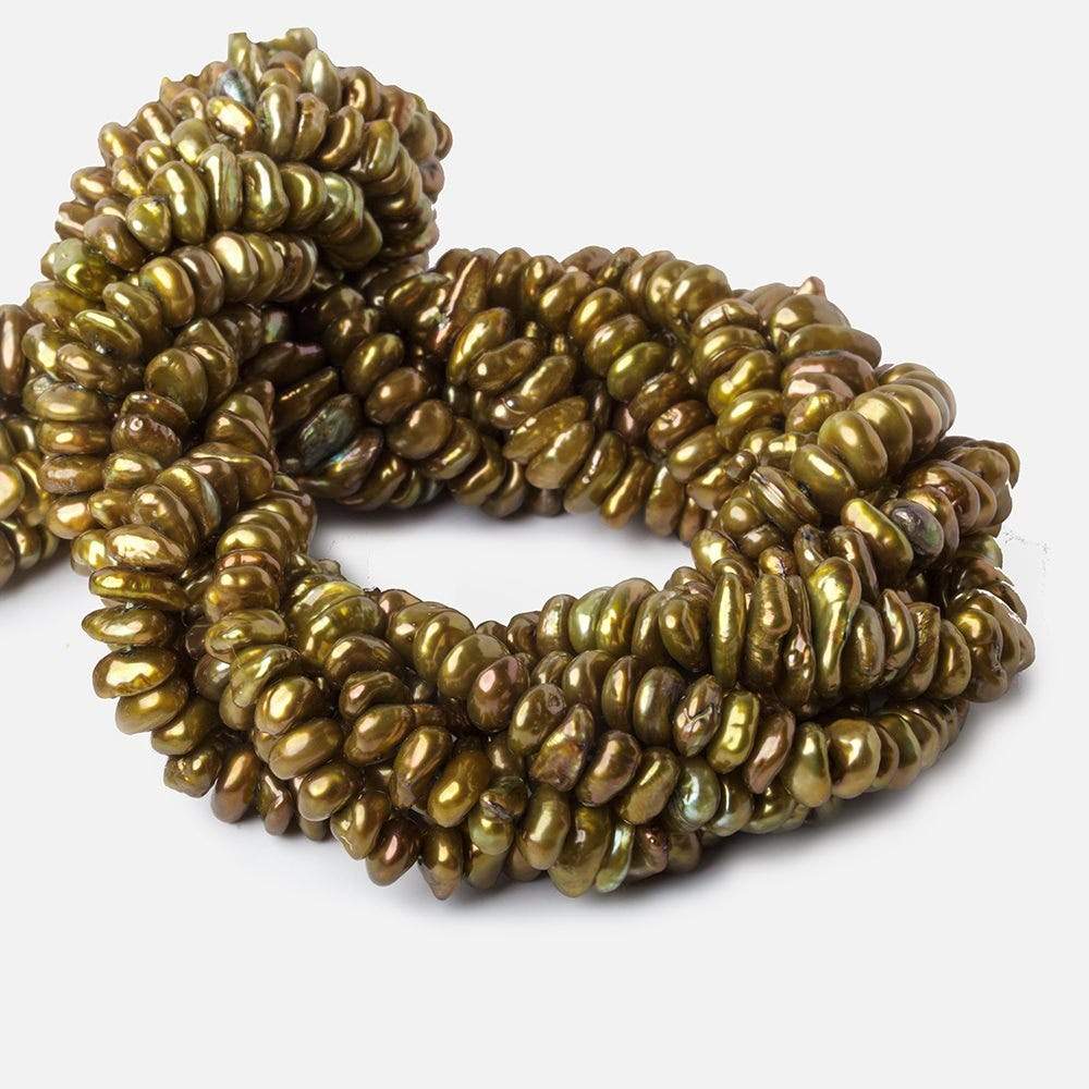 Pea Green Keshi Freshwater Pearl Strand – 7mm, 15 Inch