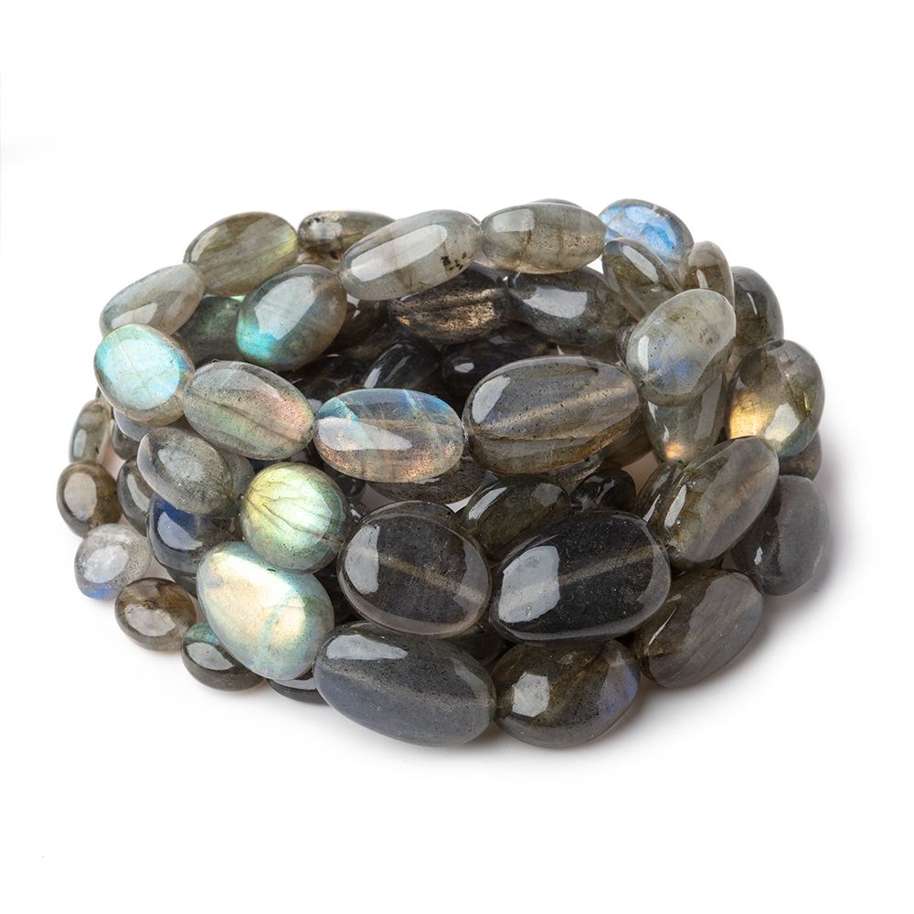 7x5–18x12mm Labradorite Smooth Nugget Beads, 18-Inch Strand