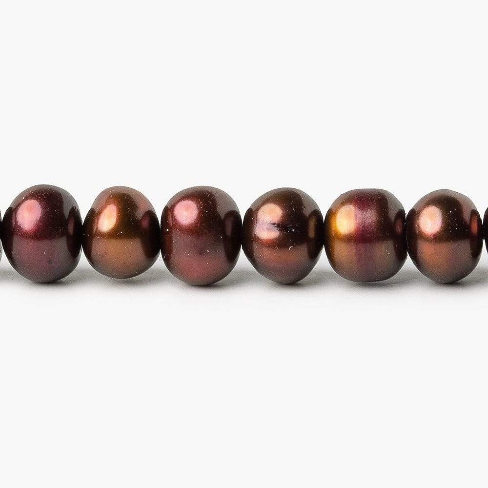 Cumin Brown Off-Round Freshwater Pearl Strand – 7 × 5mm, 16 Inch