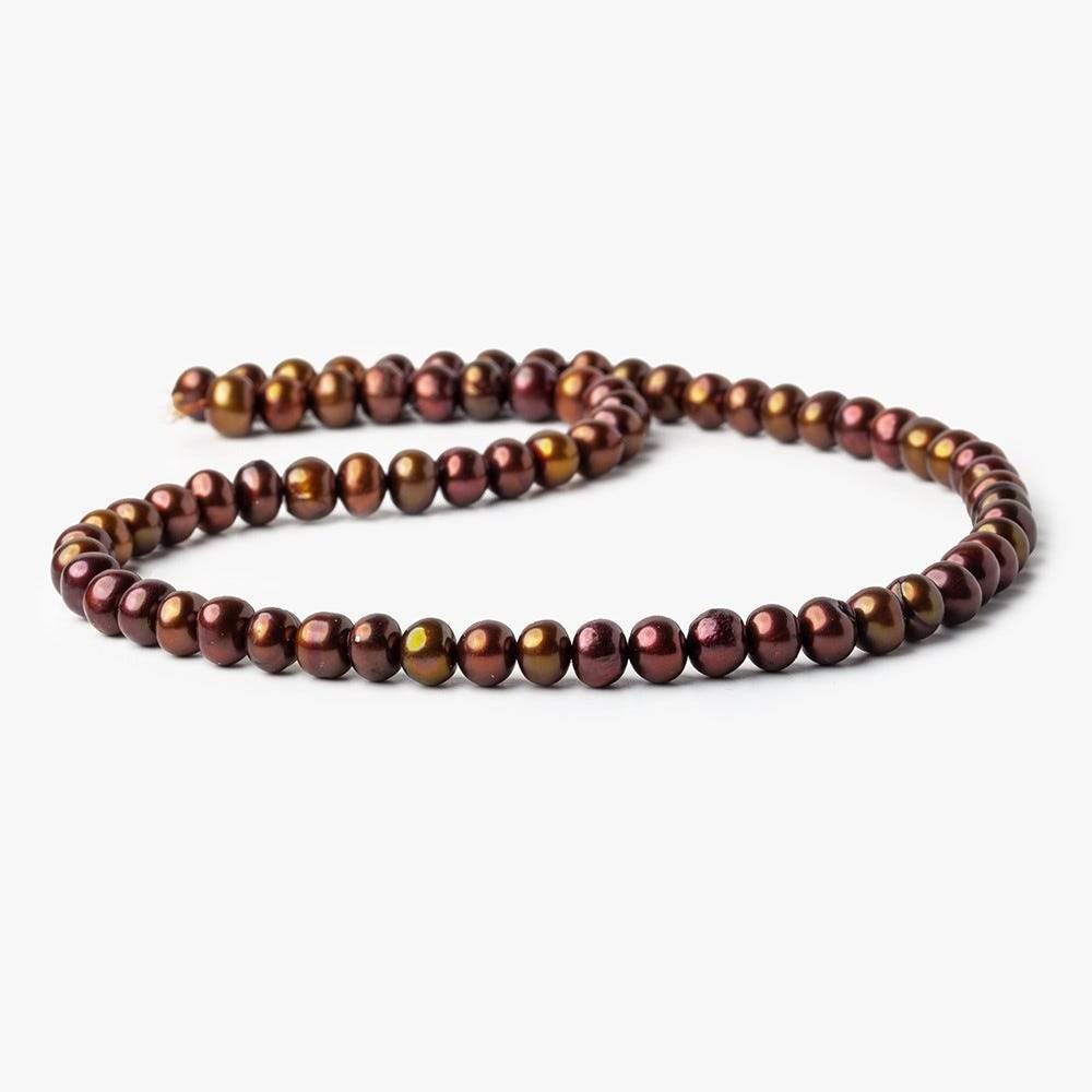 Cumin Brown Off-Round Freshwater Pearl Strand – 7 × 5mm, 16 Inch