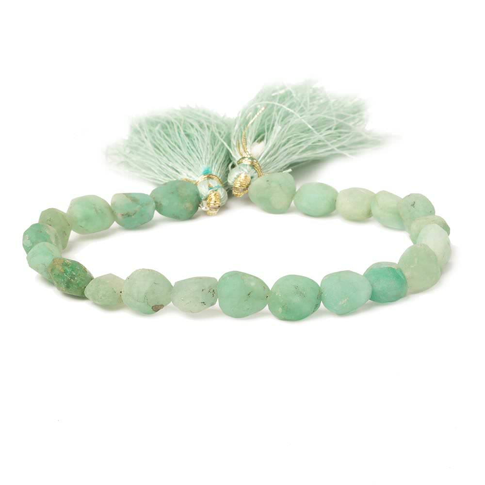 Colombian Emerald Matte Nugget Bead Strand – 7 × 7–8 × 6mm