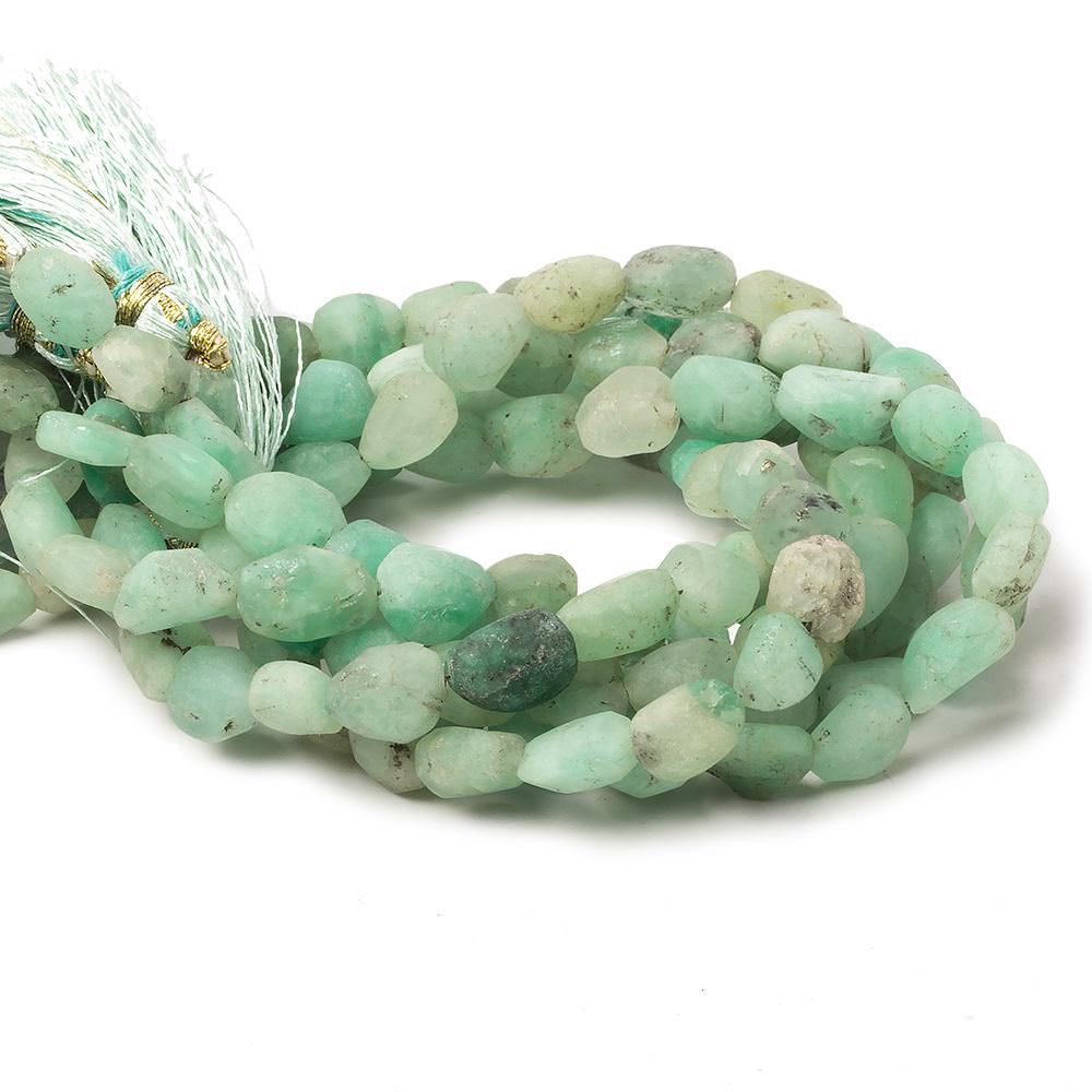 Colombian Emerald Matte Nugget Bead Strand – 7 × 7–8 × 6mm