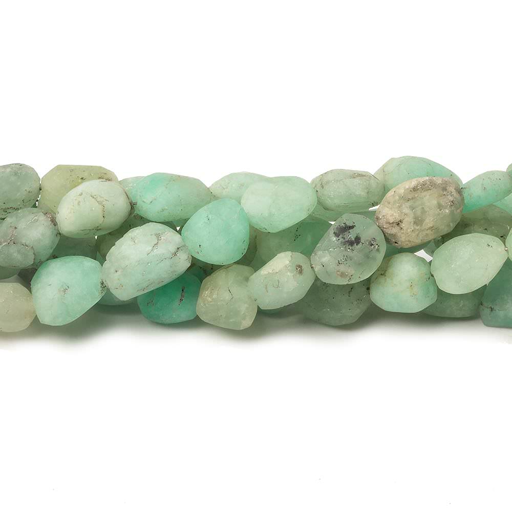 Colombian Emerald Matte Nugget Bead Strand – 7 × 7–8 × 6mm