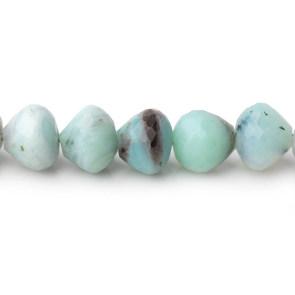7x8–9x9mm Blue Peruvian Opal Faceted Candy Kiss Beads, 8-Inch Strand