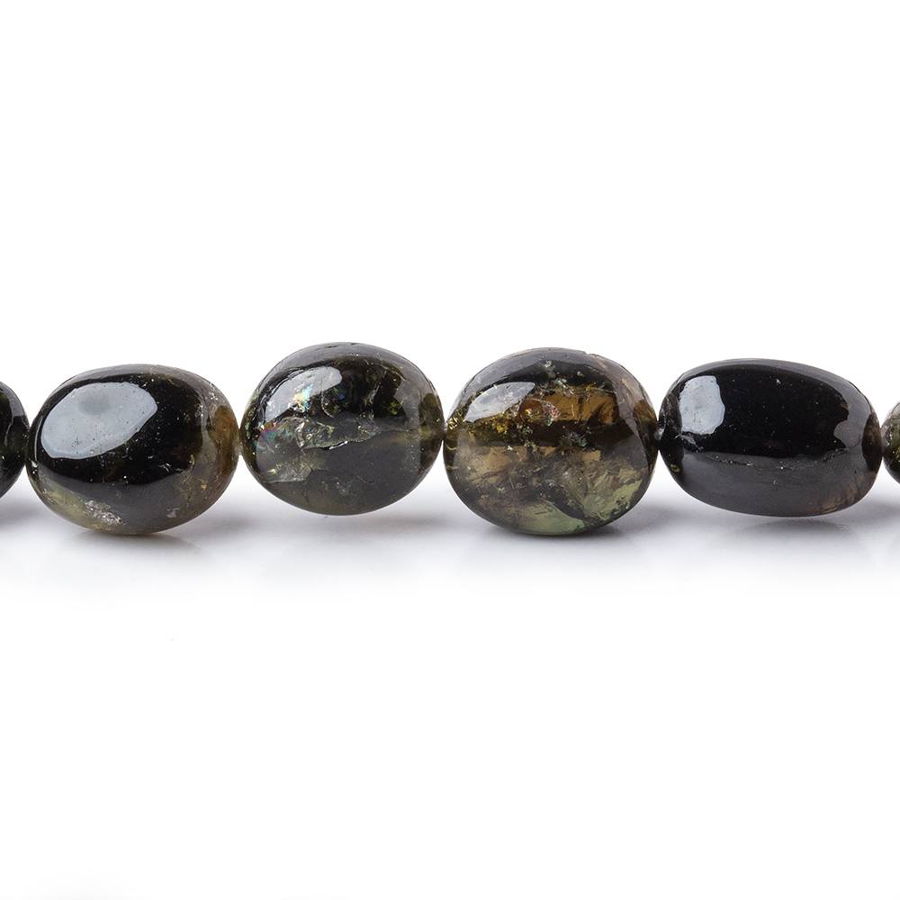 Green Tourmaline Smooth Nugget Beads, 8–10.5mm, 16-Inch Strand
