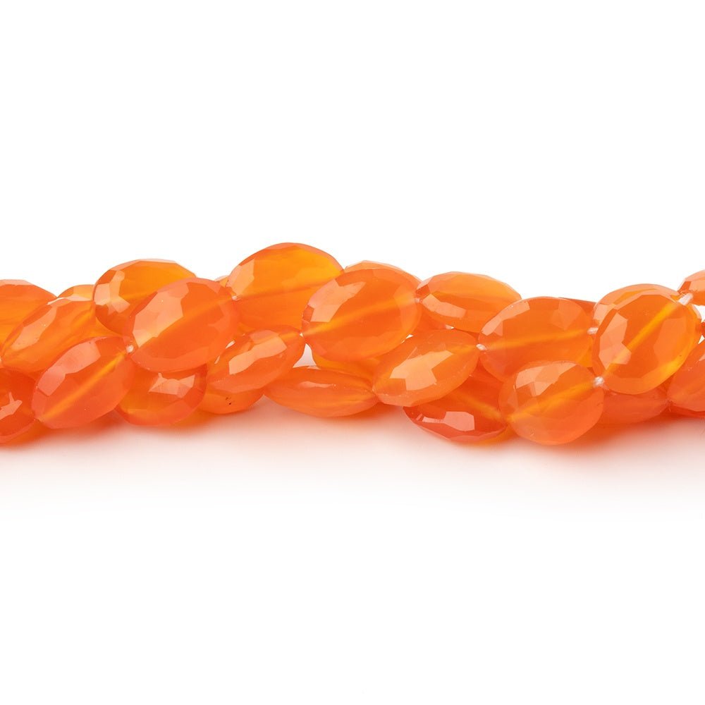 Carnelian Faceted Oval Beads, 8–10mm, 8-Inch Strand