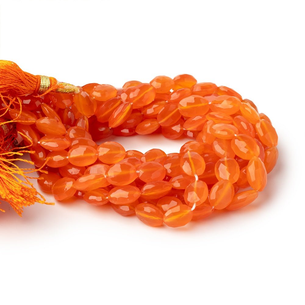Carnelian Faceted Oval Beads, 8–10mm, 8-Inch Strand