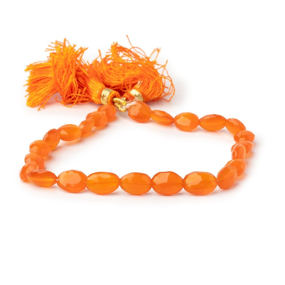 Carnelian Faceted Oval Beads, 8–10mm, 8-Inch Strand