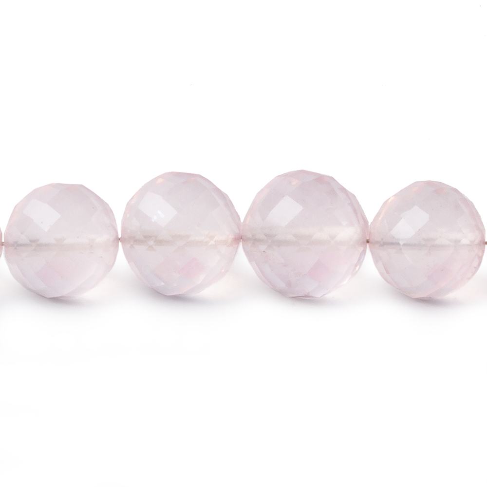 8–10mm Rose Quartz Faceted Round Beads, 15-Inch Strand