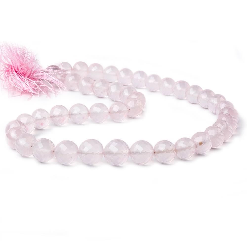 8–10mm Rose Quartz Faceted Round Beads, 15-Inch Strand
