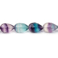 8-11mm Multi Color Fluorite Straight Drill Tear Drop 7.25 inch 19 Beads