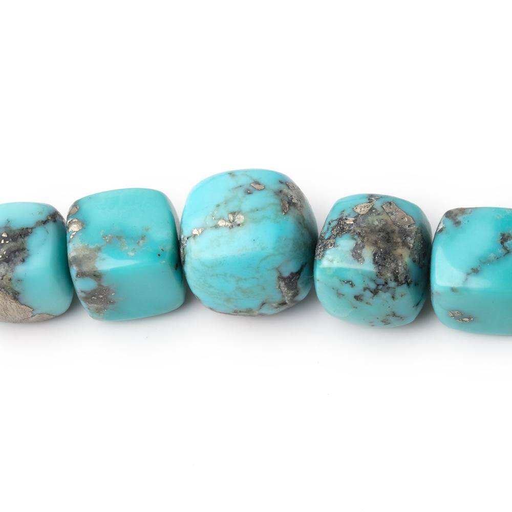 Sleeping Beauty Turquoise Smooth Cube Beads, 8–11mm, 16-Inch Strand