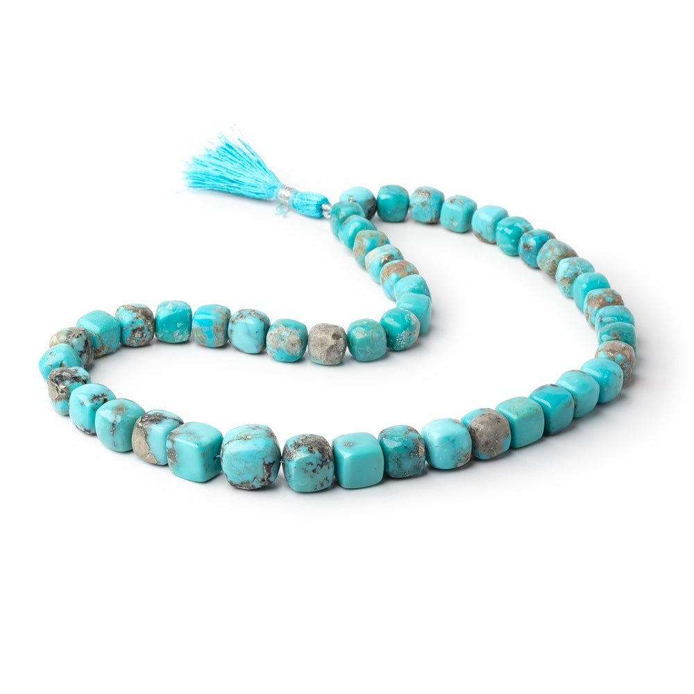Sleeping Beauty Turquoise Smooth Cube Beads, 8–11mm, 16-Inch Strand