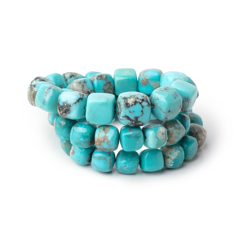 Sleeping Beauty Turquoise Smooth Cube Beads, 8–11mm, 16-Inch Strand