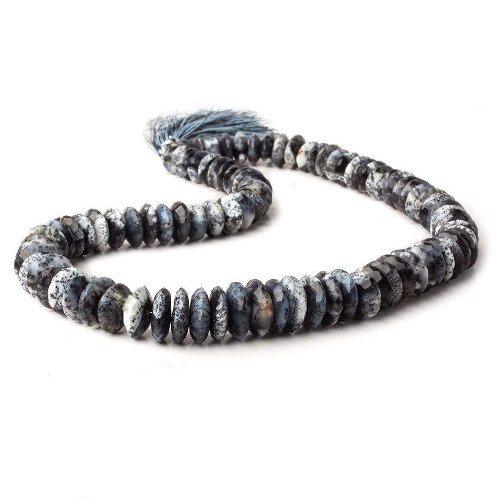 8–13mm Dendritic Opal German-Faceted Rondelle Beads, 16-Inch Strand