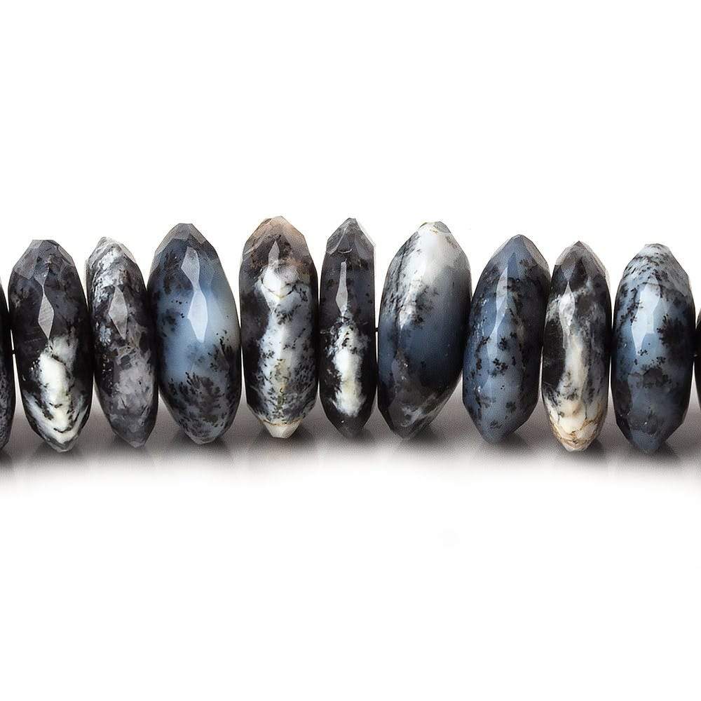 8–13mm Dendritic Opal German-Faceted Rondelle Beads, 16-Inch Strand