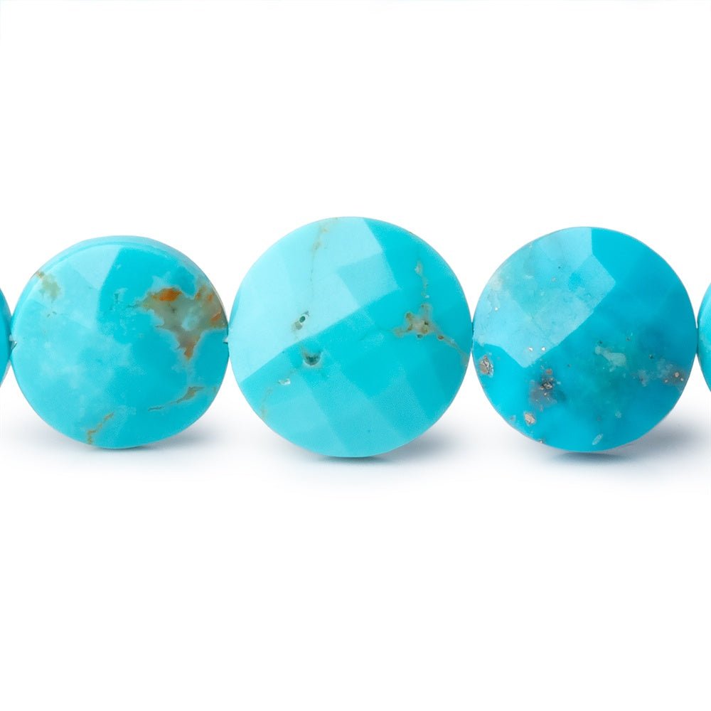 Sleeping Beauty Turquoise Faceted Coin Beads, 8–13mm, 17-Inch Strand