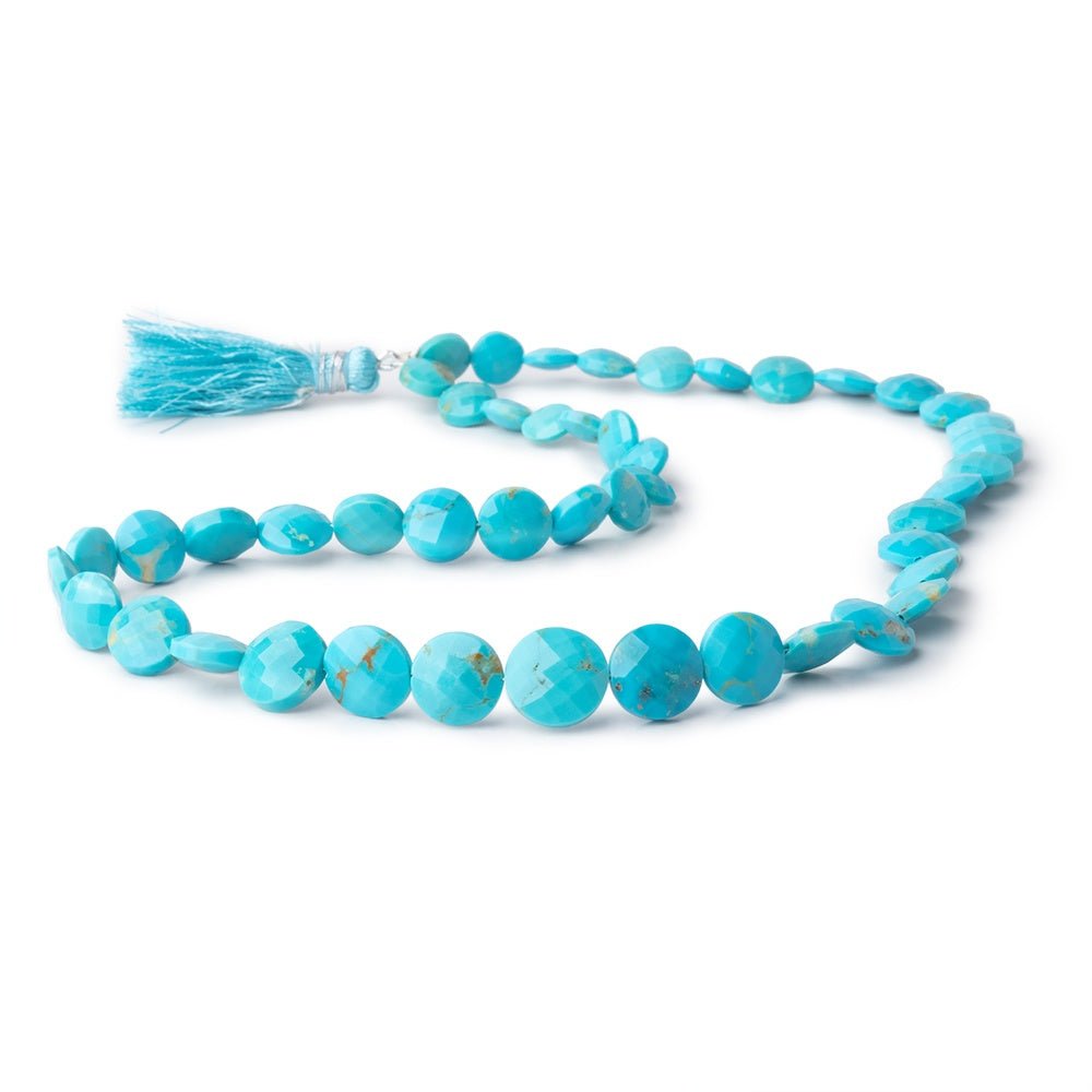 Sleeping Beauty Turquoise Faceted Coin Beads, 8–13mm, 17-Inch Strand