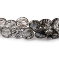 8–9mm Black Tourmalinated Quartz Smooth Heart Beads, 8-Inch Strand