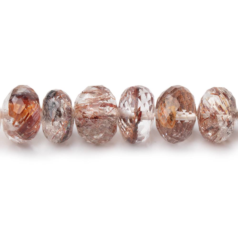 8-9mm Rutilated Quartz Faceted Rondelle Beads 16 inch 70 pieces