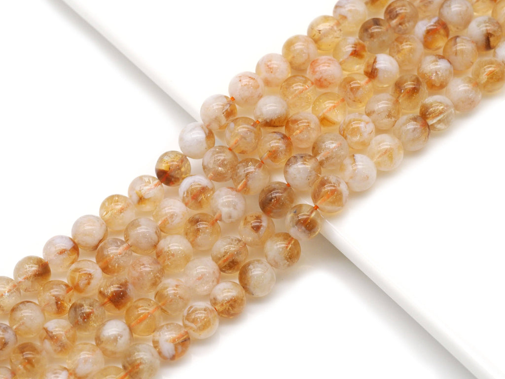Citrine Smooth Round Beads, 8–12mm, 15–16-Inch Strand