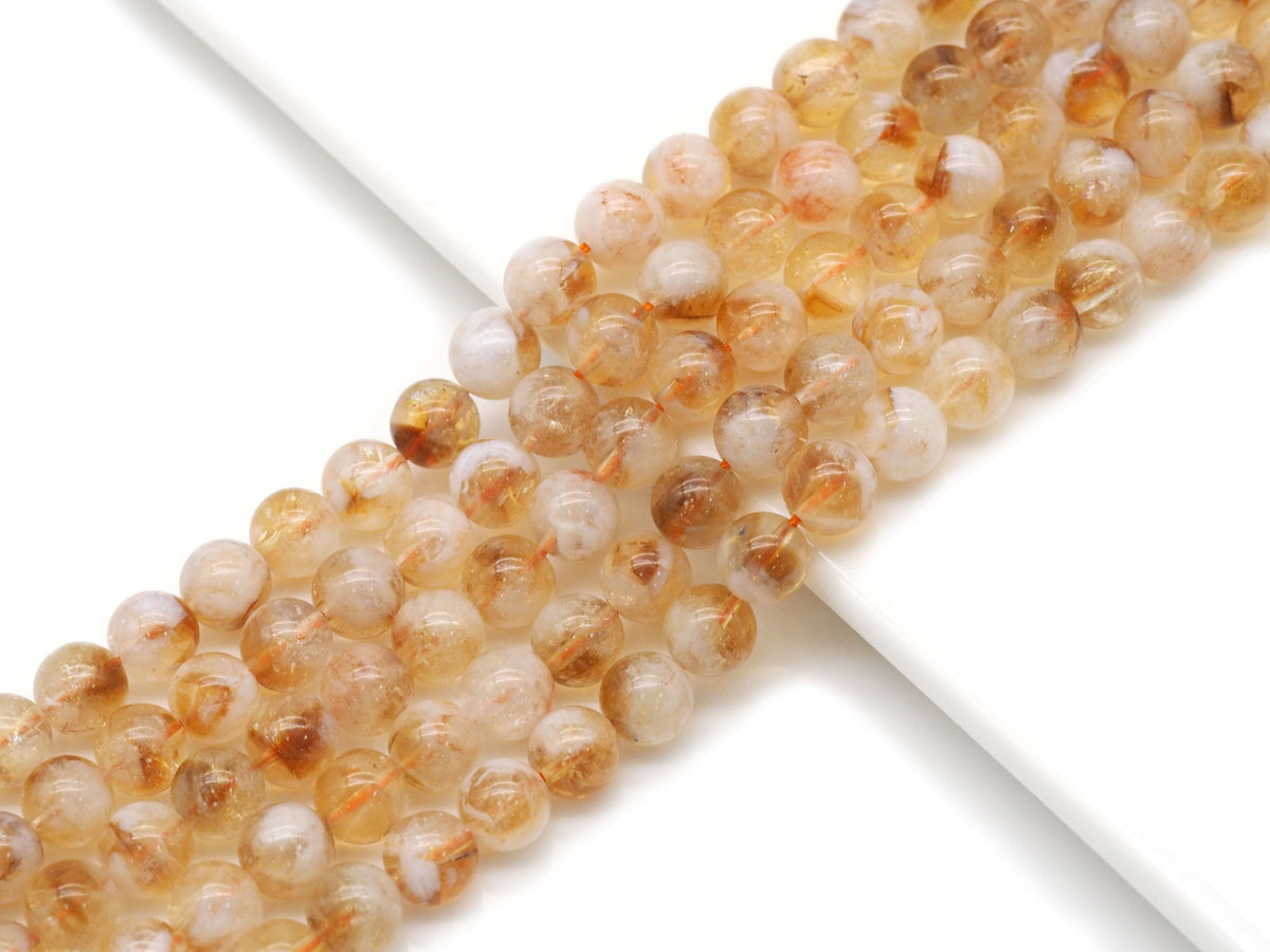 Citrine Smooth Round Beads, 8–12mm, 15–16-Inch Strand