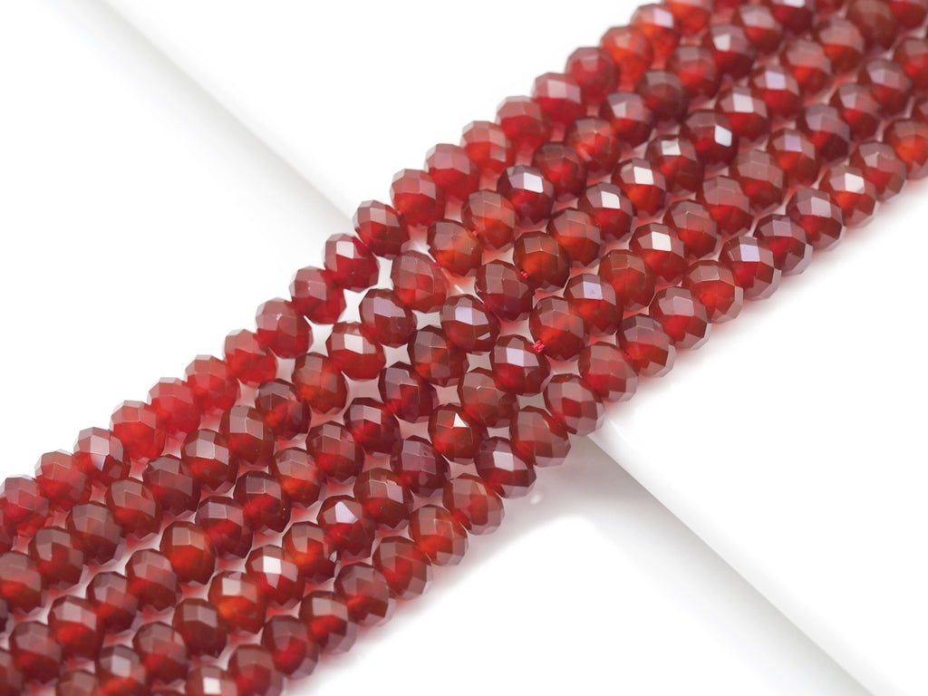 Carnelian Faceted Rondelle Beads, 2 × 4–5 × 8mm, 15–16-Inch Strand
