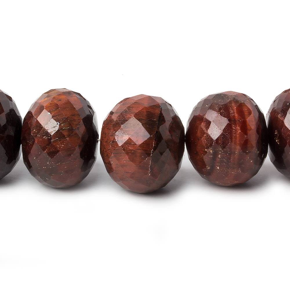 Red Tiger’s Eye Faceted Rondelle Beads, 10–14mm, 15-Inch Strand