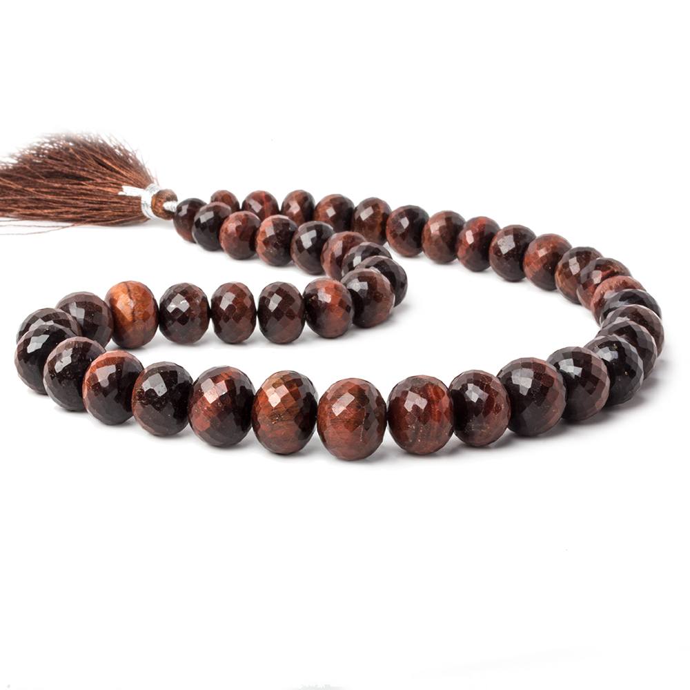 Red Tiger’s Eye Faceted Rondelle Beads, 10–14mm, 15-Inch Strand