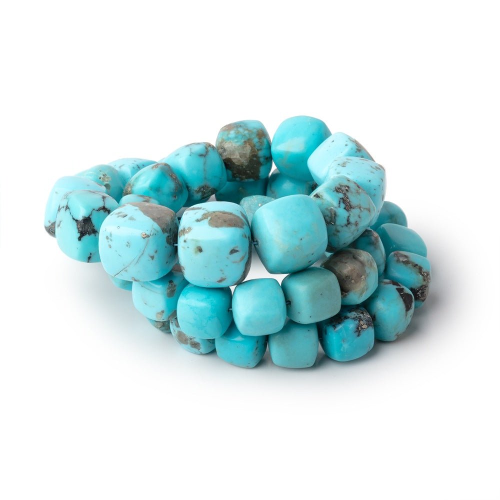 Sleeping Beauty Turquoise Smooth Cube Beads, 8.5–13mm, 16-Inch Strand