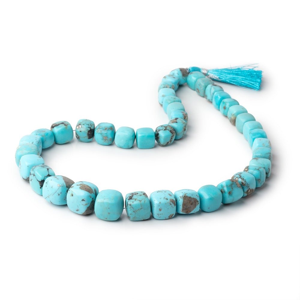 Sleeping Beauty Turquoise Smooth Cube Beads, 8.5–13mm, 16-Inch Strand