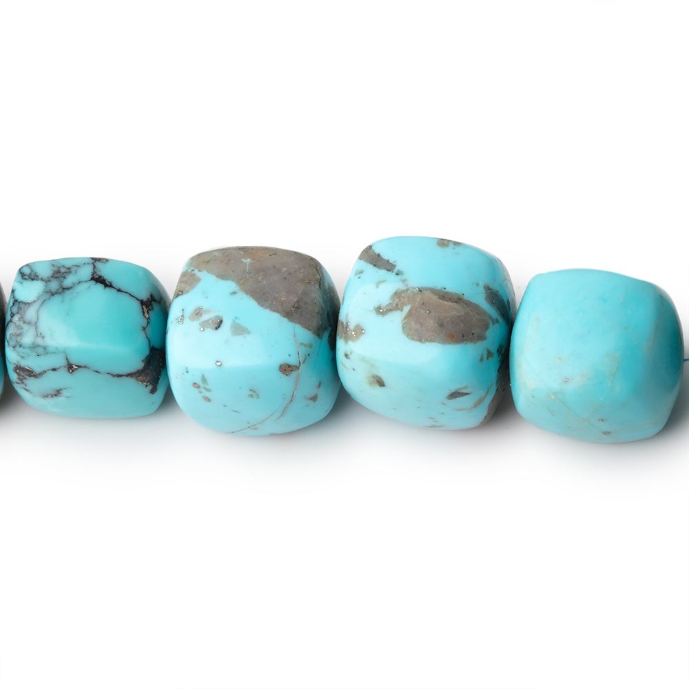 Sleeping Beauty Turquoise Smooth Cube Beads, 8.5–13mm, 16-Inch Strand