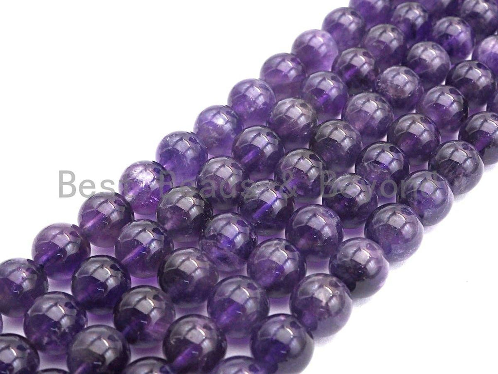 Natural Amethyst Smooth Round Beads, 4–18mm, 15–16-Inch Strand