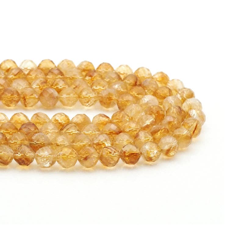 8mm Citrine Faceted Round Beads, 15–16-Inch Strand