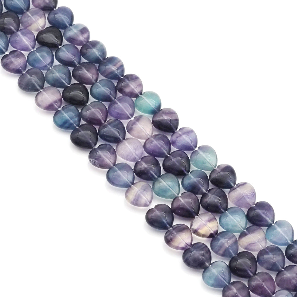 Genuine Fluorite smooth Heart Beads, 14mm, Sku#U1565