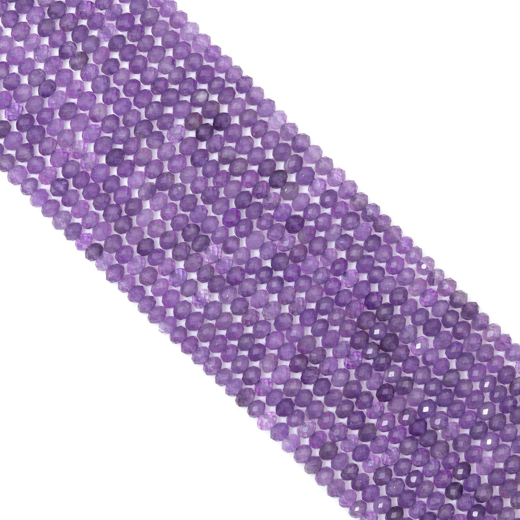 3x4mm Amethyst Faceted Rondelle Beads, 15–16-Inch Strand