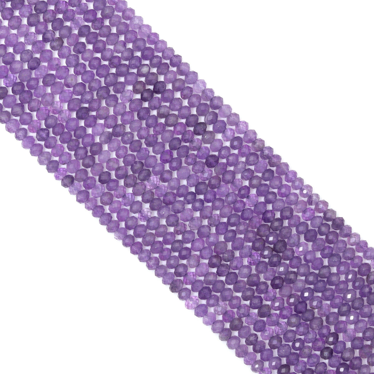 3x4mm Amethyst Faceted Rondelle Beads, 15–16-Inch Strand