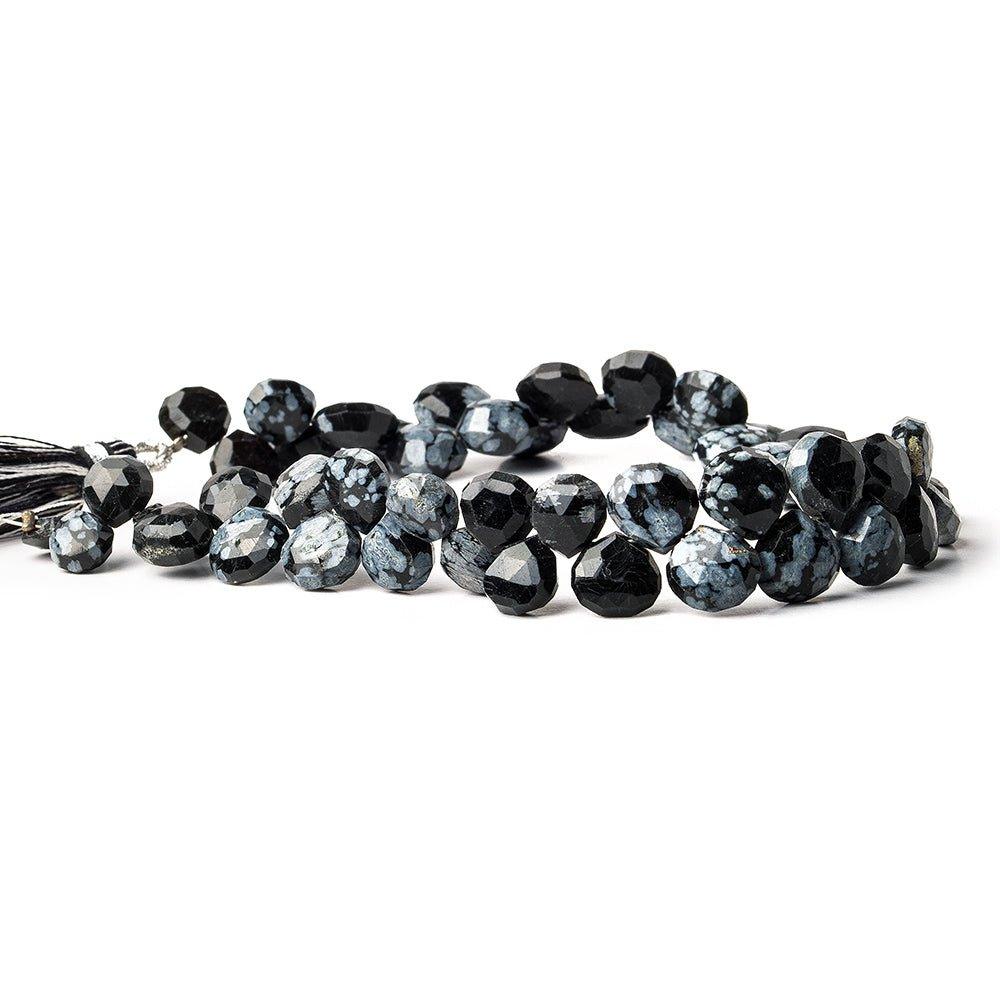 8mm Snowflake Obsidian Faceted Hearts 8 inch 38 beads