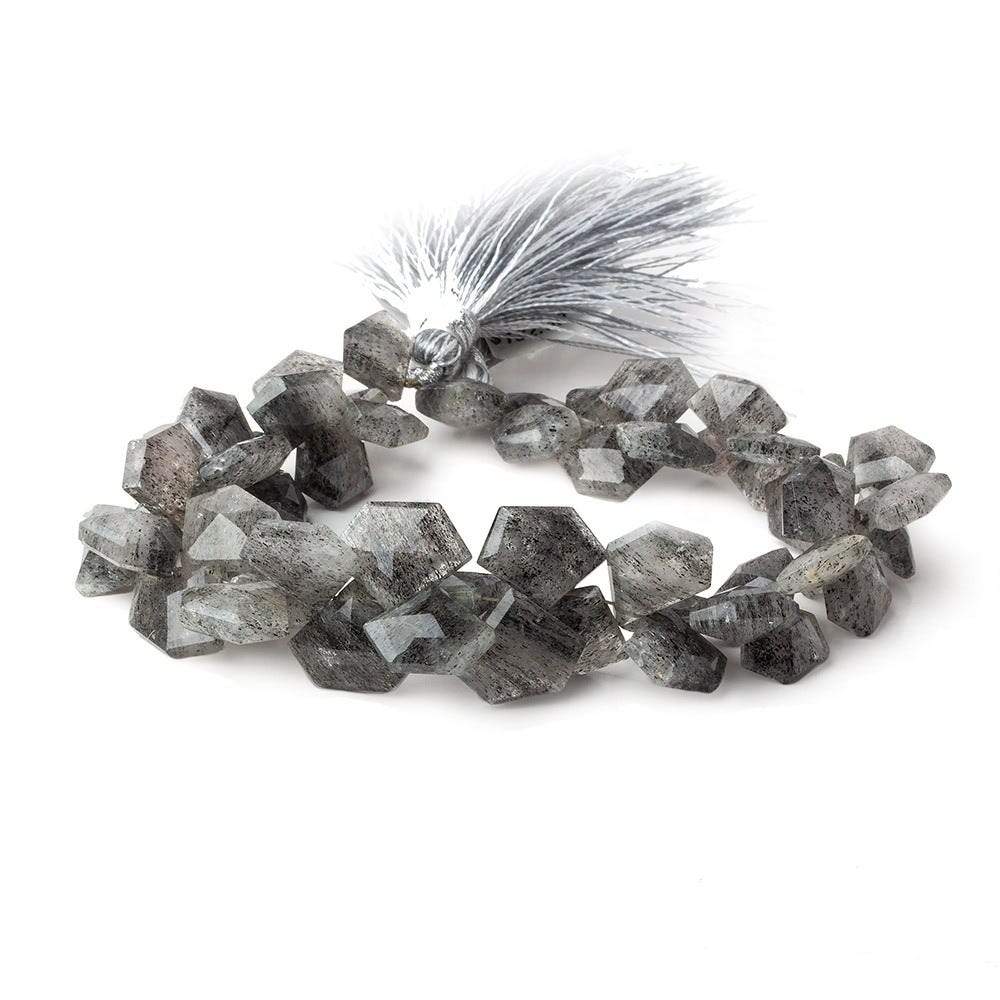 Black Moss Quartz Faceted Pentagon Beads, 8-Inch Strand