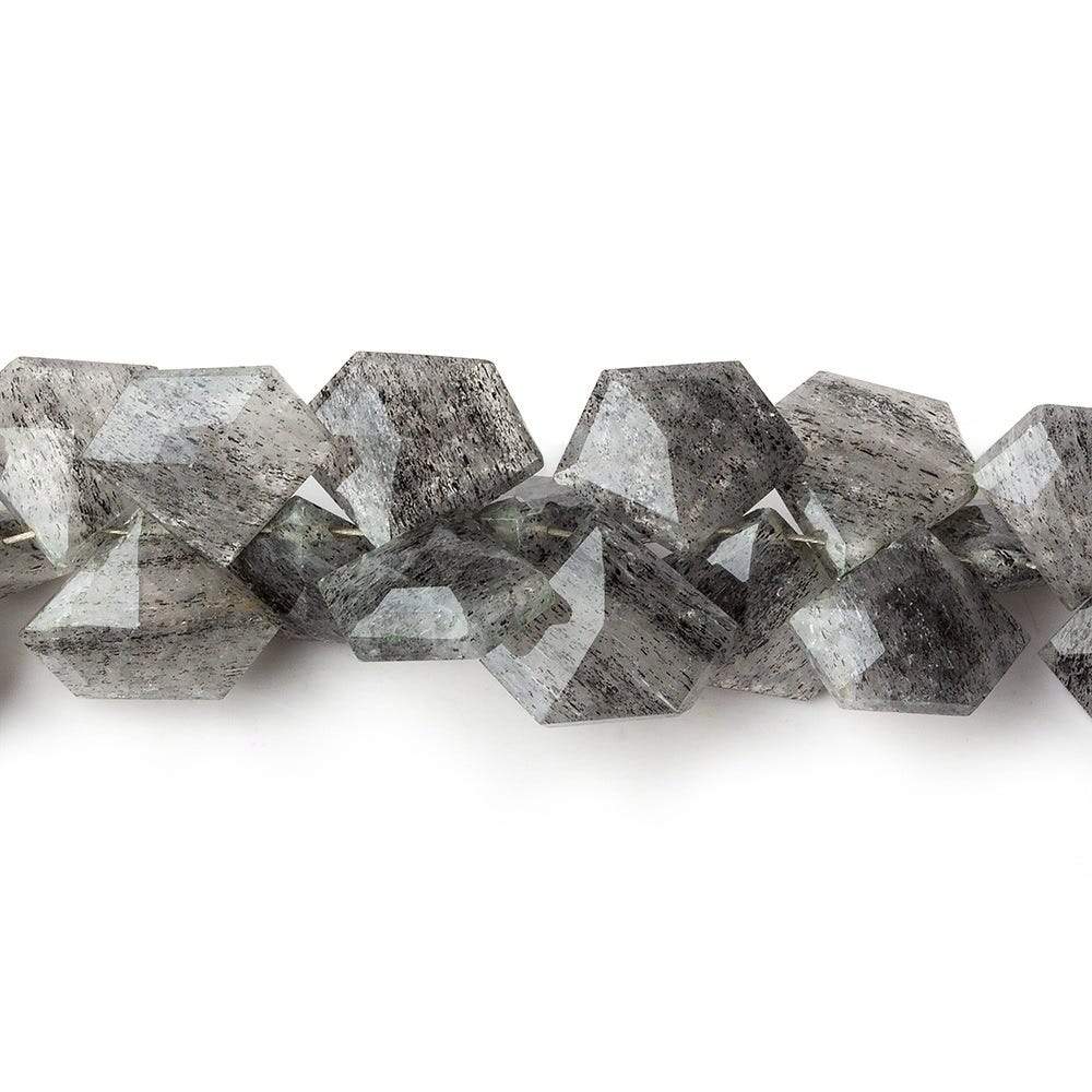 Black Moss Quartz Faceted Pentagon Beads, 8-Inch Strand