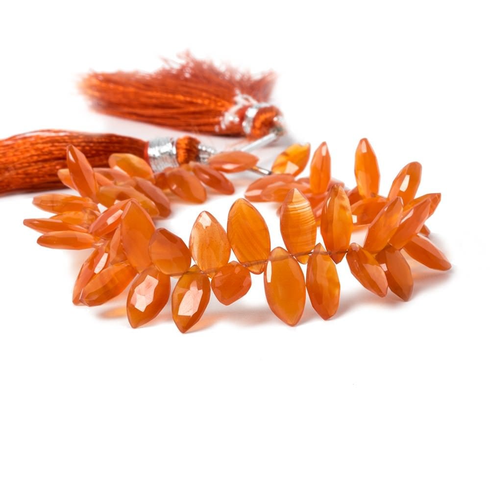 Carnelian Faceted Marquise Beads, 8 × 5–11 × 5mm, 7-Inch Strand