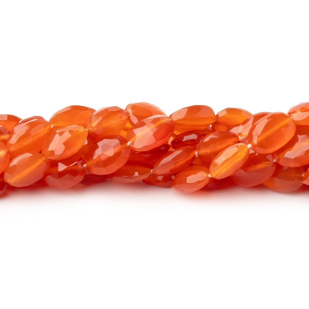 Carnelian Faceted Oval Beads, 8 × 5–9 × 6mm, 8-Inch Strand