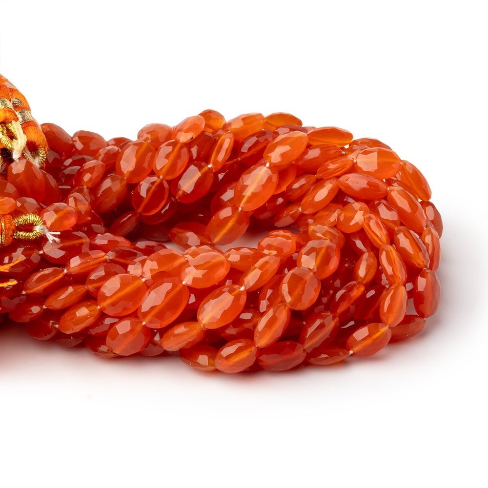 Carnelian Faceted Oval Beads, 8 × 5–9 × 6mm, 8-Inch Strand