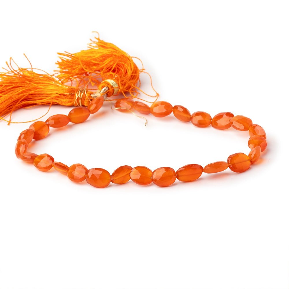 Carnelian Faceted Oval Beads, 8 × 5–9 × 6mm, 8-Inch Strand