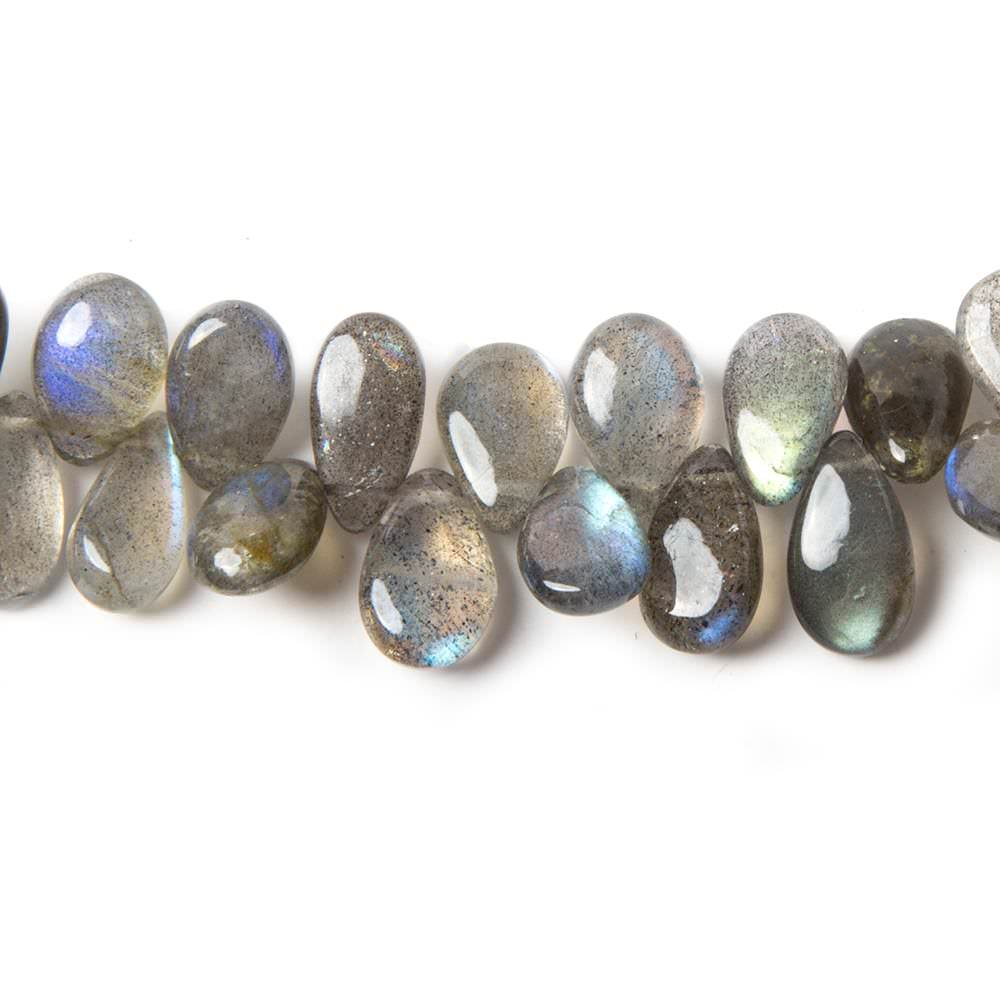 8x6–12x6mm Labradorite Smooth Pear Beads, 8-Inch Strand