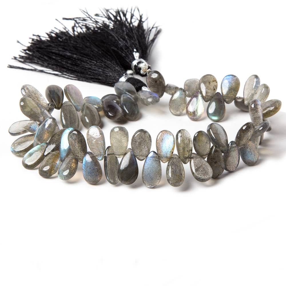 8x6–12x6mm Labradorite Smooth Pear Beads, 8-Inch Strand